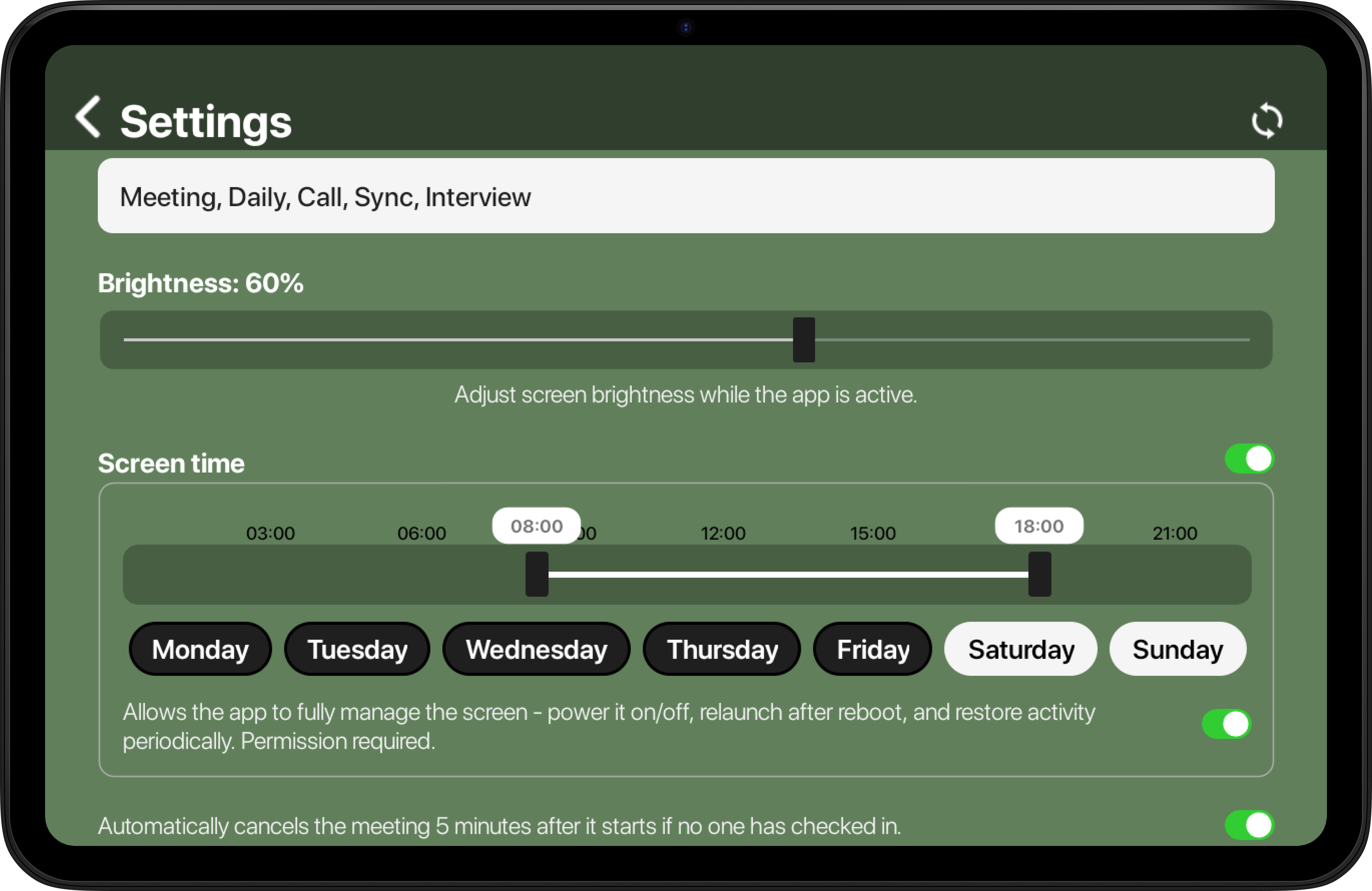 Settings Screen